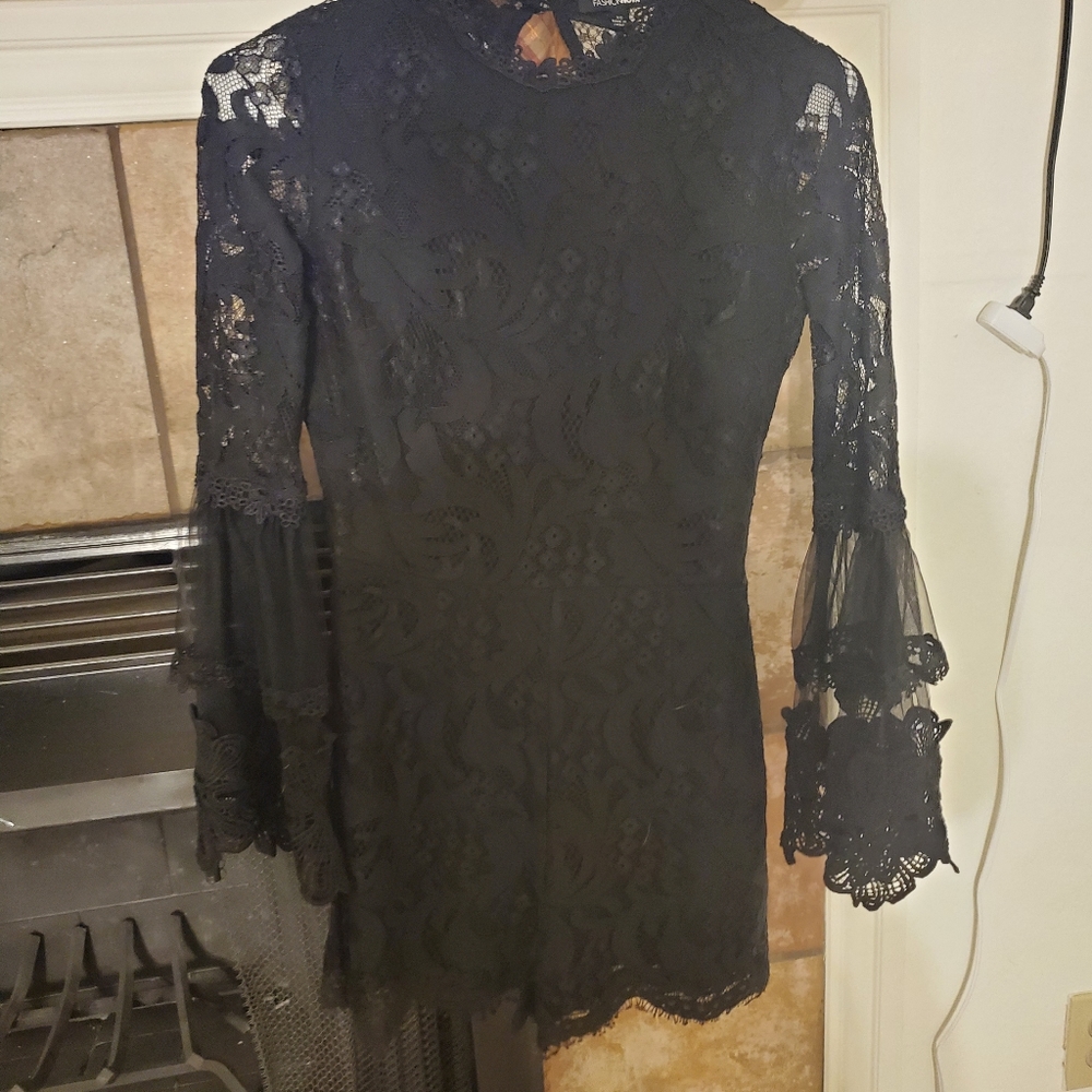 Lace fashion nova romper with Flare sleeves